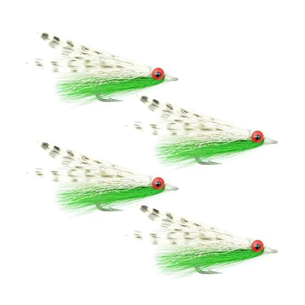 The-Fly-Fishing-Place-Clouceiver-Leftys-Deceiver-Clouser-Minnow-Hybrid-Fly-Fishing-Flies-4-Saltwater-and-Bass-Flies-GreenWhite-Hook-Size-10