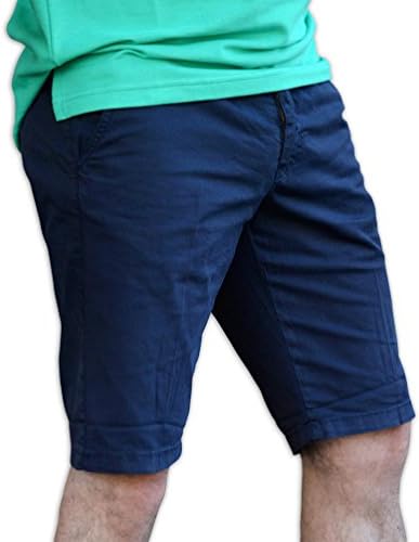 William Mens Summer Pure Cotton Italian Bermuda Shorts (BERM) Navy Blue Size 50