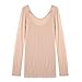 Fimage Women's Ultra Thin High Elasticity Soft Seamless Thermal Underwear Tops Skin F