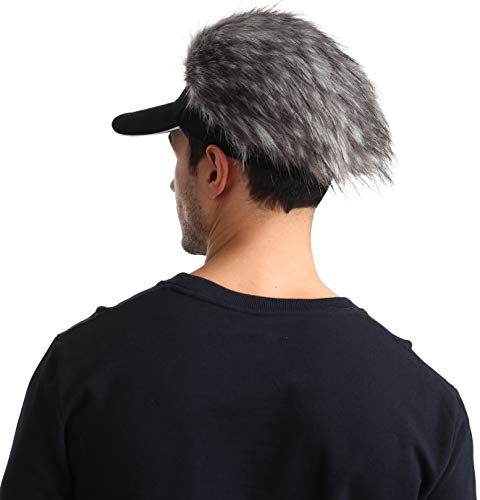Men\'s Novelty Flair Spiked Hair Visor Sun Funny Golf Hats Fake Wig Peaked Adjustable Baseball Caps