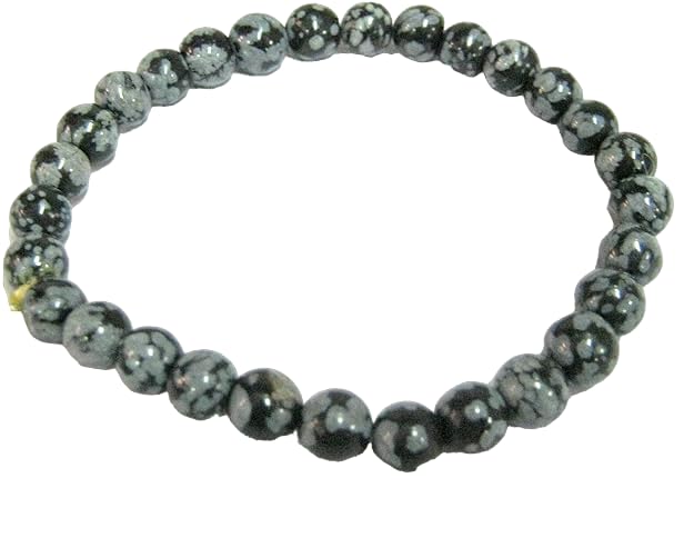Snowflake Obsidian Round Beaded Stretch Bracelet Gift Powerful Gemstone Crystal Healing Fashion accessory Positive Energy Wellness Meditation