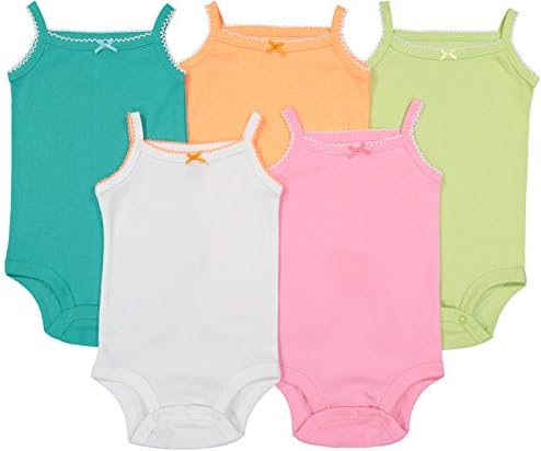 Cute Baby Sleeveless Bodysuits Beautiful Multicolored Onesies 5 Pack