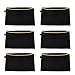 Aspire 6-Pack Canvas Makeup Bags, Blank Cotton Zipper Bags for DIY Craft, 7-3/4 x 4-1/2 Inch (Black Bag Gold Zipper)