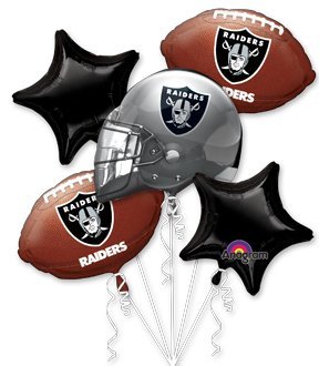 Oakland Raiders Football Balloon Bouquet Nfl Team Party Supplies