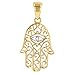 Jewelry America Solid 14K Gold Filigree Hamsa Hand of Fatima with Evil Eye Pendant Necklace, 16