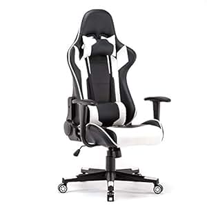 Polar Aurora Gaming Chair Racing Style High Back Pu Leather Office Chair Computer Desk Chair Executive Ergonomic Style Swivel Chair Headrest Lumbar