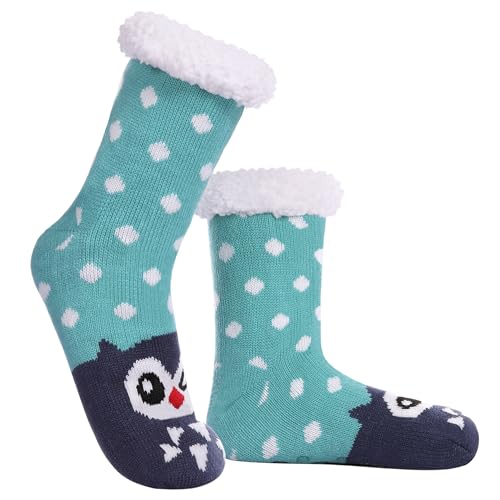 DYW Women Winter Thick Slipper Socks with Grippers Non Slip Warm Fleece Lining Fluffy Fuzzy Socks Christmas Gifts