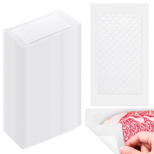 X-Kingsun 500Pcs Meat Absorbent Pads 4x7 Inch Meat Soaker Pads for for Vacuum Sealer Bags Fish Dry Clean for Kitchen and Shop,60 Grams