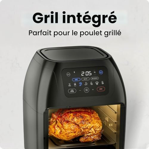 Multifunctional Digital Air Fryer+ Rotisserie, Dehydrator, Convection Oven, 17 Touch Screen Presets Fry, Roast, Dehydrate, Bake, XL 10L Family Size, Auto Shutoff, Large Easy-View Window, Black