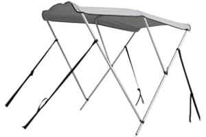 Portable Bimini Top Cover Canopy for Length 14-16 ft Inflatable Boat (3 Bow)