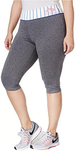 Material Girl Active Women's Plus Size Play Ball Capri Leggings (2X, Heather Platinum)