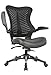 OfficeFactor Executive Ergonomic Computer Office Chair Back Mesh Bonded Leather Seat Flip-up Arms Lumbar Support Molded Foam Seat Adjustable Height Home Office Desk Chair (Black)