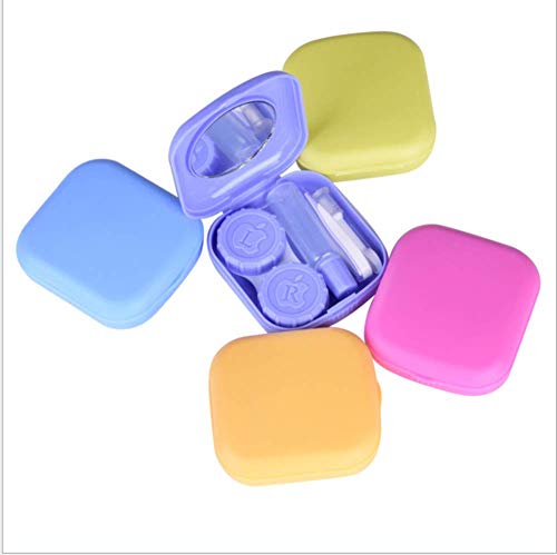 sansheng 5 Sets of Mini Travel Contact Lens Box Sets, Support Lens Box, Contact Lens Fixed Lens Box, Blue, Purple, Green, Rose red, Yellow