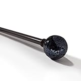 Sheffield Home Black Mosaic Drapery Curtain Rod Set in Pewter, 66''- 120''