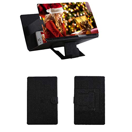 Tuu Phone Screen Magnifier,3D Stereoscopic Amplifying Desktop Wood Foldable Bracket for All Other Smart Phones 19.2 x 12.2cm (Black)