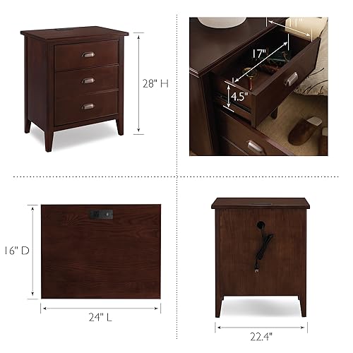 Leick Home Laurent 10522 nightstand with USBC Fast Charging Station, A