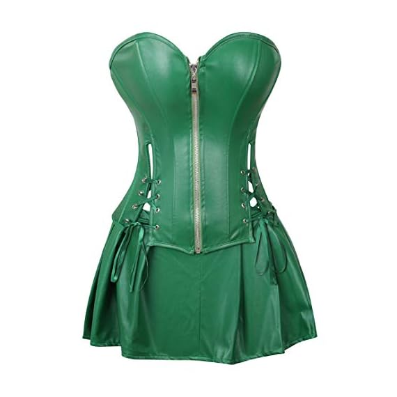 Kranchungel-Womens-Punk-Rock-Faux-Leather-Corset-Retro-Goth-Waist-Cincher-Basque-Bustier