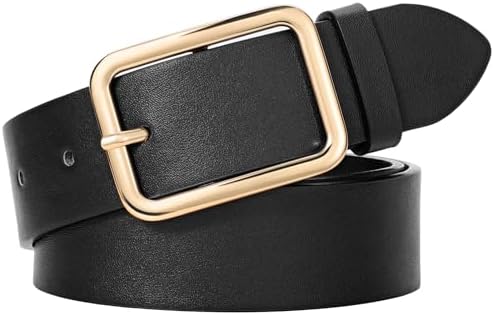 Classic Black Women\'s Leather Belt with Tan Interior RISANTRY Women main image 2