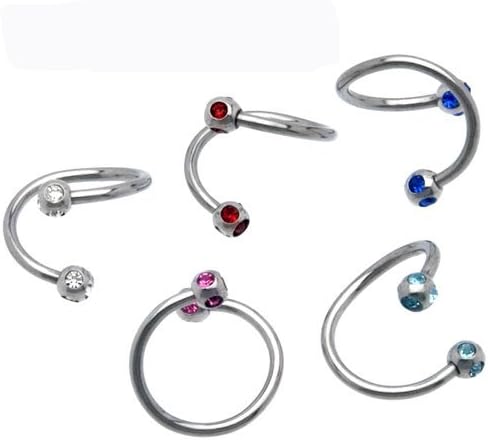 Silver Ear Cuff Spiral with Deep Pink Rhinestones (14 G)