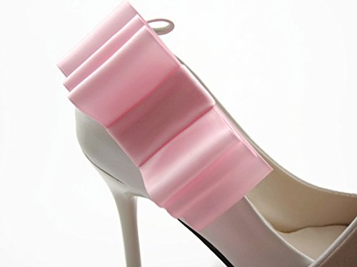 Satin Ribbon Bow Detachable Shoe Clip Brooch Accessories Set of 2 Light Pink