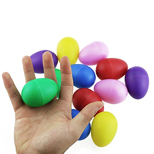 ISusser Plastic Ball Percussion Music Maracas Egg Kids Toys, 12 pcs, 6 color