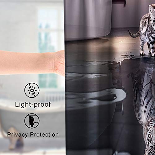 Cat & Tiger Funny Shadow Shower Curtain - Image 5