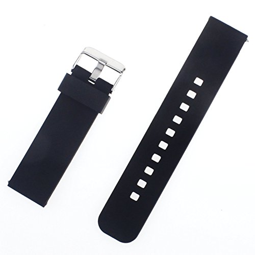 Watch Band/Strap for Pebble Time Smartwatch Band Replacement Accessories with Metal Clasps Watch Strap/Wristband Silicone (Black)