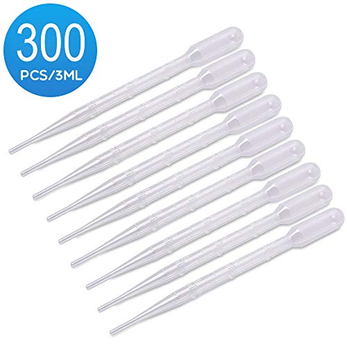 300PCS 3ML Plastic Transfer Pipettes, YSSHUI Disposable Pipette Transfer Pipettes for Essential Oil Pipette Makeup Tool