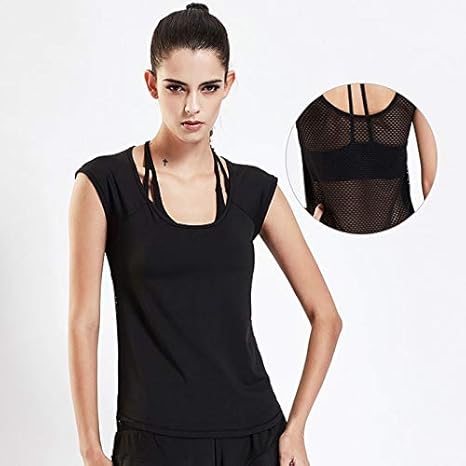 HELUNSTX Mujeres Camisas de Yoga Tops Hollow out Transpirable ...
