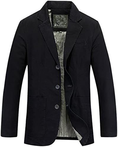 Newbestyle Mens Casual Solid Cotton Twill Suit Three-Buttons Blazer Jacket Coats Outwear