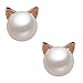 Millechic Gold Cat Ear Stud Earrings Freshwater Cultured Pearl Stud Earrings Sterling Silver Ear Studs