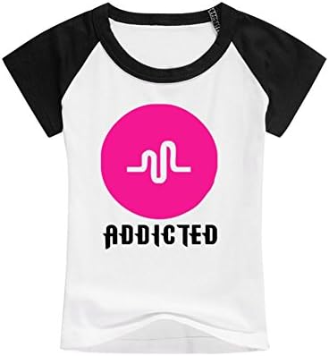 Justfly Unisex Boys Girls Pink Musically Addicted Cotton Short-Sleeve Crew Neck T-shirt XL Black