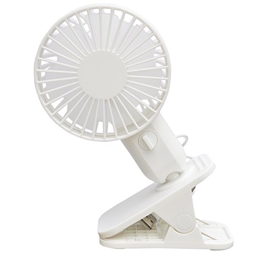 HOMCA Mini USB Clip Fan, Double-blade Design 2-Speed Personal Table Fan USB Powered by NetBook, MacBook, Power Bank and PC, 360 Degree Rotate Portable Fan Perfect for Stroller Home Office (White) - Thumbnail 7