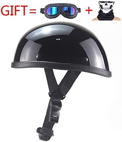 MTTKTTBD Retro Motorcycle Half Helmet,Open Face Motorbikes Helmets,Confortable Motorcycle Cap for Street Bike Cruiser Chopper Moped Scooter ATV