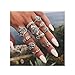 Campsis 11PCS Baroque Women Ring Sets Flower Knuckle Stacking Multi Size Rings Boho Leaf Mid Rings for Women and Girls(Silver)