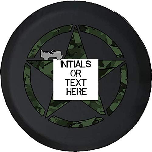 Caps Supply Custom Green Camo Military Star 4x4 Spare Tire Cover (Fits: Jeep JK Sport Sahara) 255/75R17 Size 32 Inch