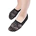 Flammi Women's Lace No Show Liner Socks Non Slip Cotton Bottom 6 Pairs (Black)