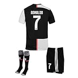 XIUlexiu Ronaldo #7 Home 2019-2020 Soccer Short Sleeves Kids Youth & Shorts & Socks White/Black