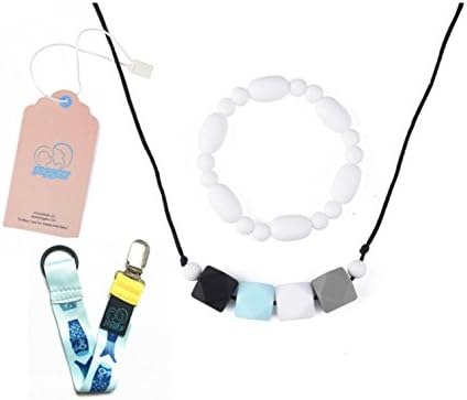 JOGGAN Summer Pastels, Nursing Necklace for Mom Plus Free Bracelet-A Silicone Teething Necklace Makes the Perfect Baby Shower Gift (With White Bracelet)