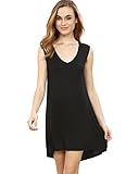 ROMWE Women's Loose Fit Flowy Stretch Crewneck Tank Tunic Dress Black XXL