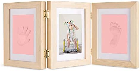 Baby Handprint Footprint Keepsake Photo Frame Kit, Natural Memorable Clay, A Perfect Baby Shower Newborn Gift Idea