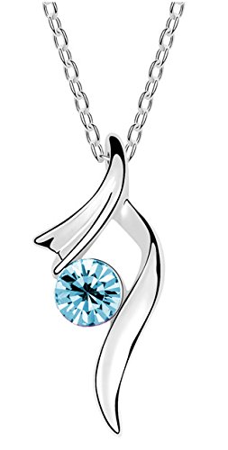silver shoppee silver blue rhodium plated cubic zirconia alloy pendant for girls