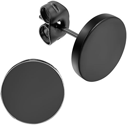 Flongo ボディピアス 可愛い ボールピアス メンズピアス 18g 18ゲージ ヒップホップ パンク系 丸型 ステンレス 片耳 男性 軟骨 学生 10mm バレンタインデー クリスマス プレゼント 全商品オープニング価格 記念日 両耳 誕生日 ハロウィン ブラック