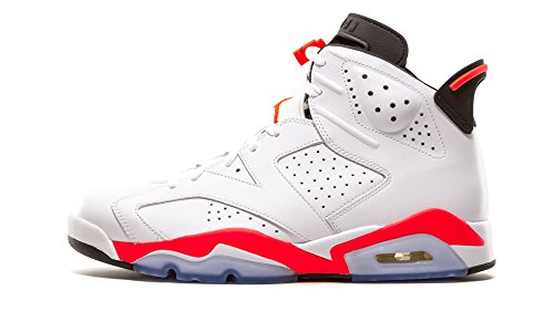 Nike Mens Air Jordan 6 Retro White/Infrared-Black Leather Basketball Shoes Size 11