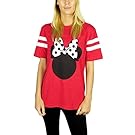 Disney Womens Minnie Mouse Varsity Football Tee Large Red Heather