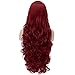 Aosler Women's Wine Red Long Wig,32 Inches Wavy Curly Synthetic Hair Wigs - Heat Friendly Cosplay Party Costume Wigs for Halloween