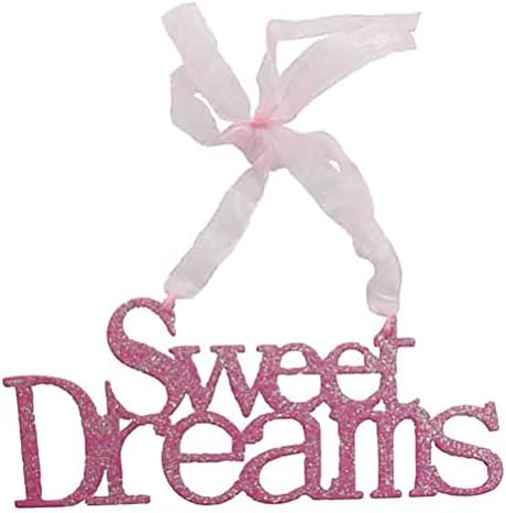 Sweet Dreams Pink &amp; Glittery Hanging Wall Sign - Perfect for a Little Girls Bedroom or Nursery