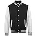 Awdis Unisex Varsity Jacket (M) (Jet Black/Heather Gray)