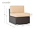 SUNCROWN Outdoor 5-Piece Half-Moon Sectional Sofa Furniture Sets - Brown Wicker Patio Curved Conversation Set with Round Coffee Table and Cushions - Brown