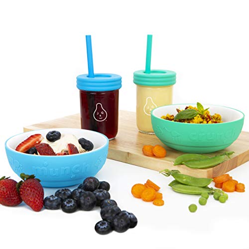image for Jervis & George Kids Tempered Glass White Bowls with Silicone Sleeve �